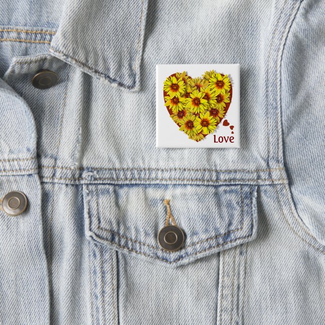 Sonnenblumen-Herz-Knopf Button (Beispiel)