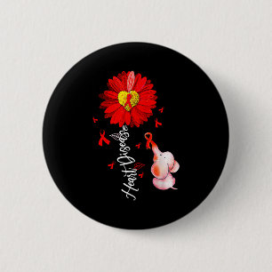 Sonnenblumen-Herz-Krieger Roter Elefant Herzkrankh Button