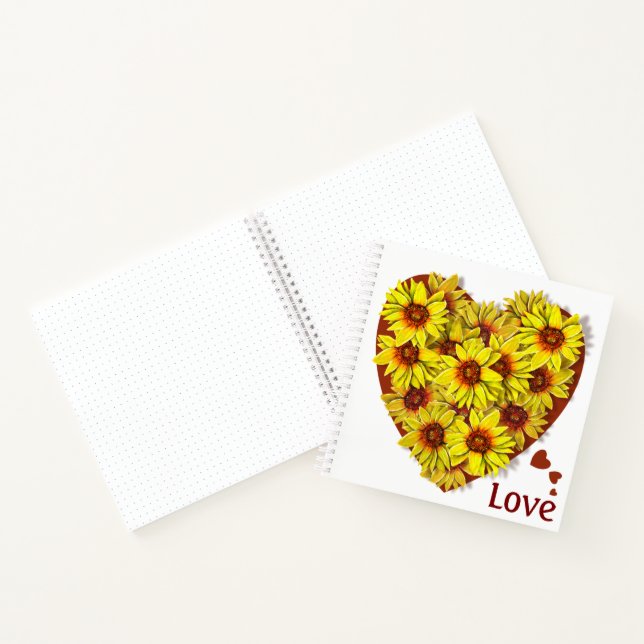 Sonnenblumen-Herz-Schraubenheft Notizbuch (Innenseite)