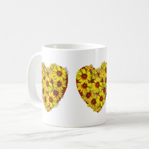 Sonnenblumen-Herz-Tasse Kaffeetasse