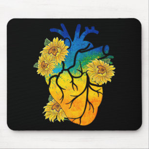 Sonnenblumen Herz Ukraine ukrainische Flagge mit S Mousepad