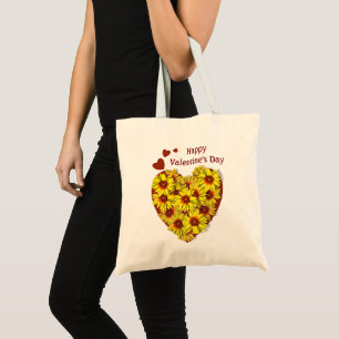 Sonnenblumen-Herz-Valentinstag-Tasche Tragetasche