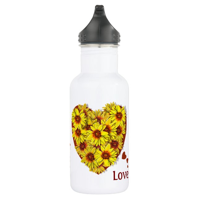 Sonnenblumen-Herz-Wasserflasche Edelstahlflasche (Rechts)