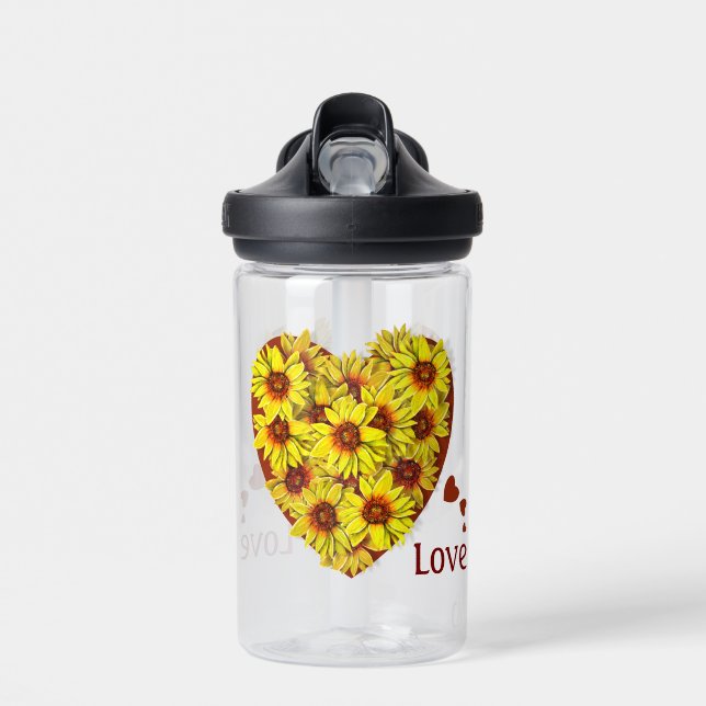 Sonnenblumen-Herz-Wasserflasche Trinkflasche (Vorne)