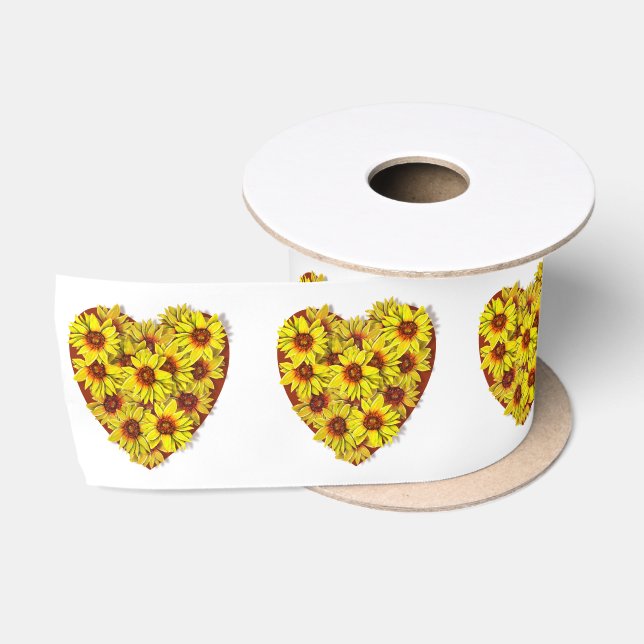 Sonnenblumen-Herzen-Band Satinband (Spule)
