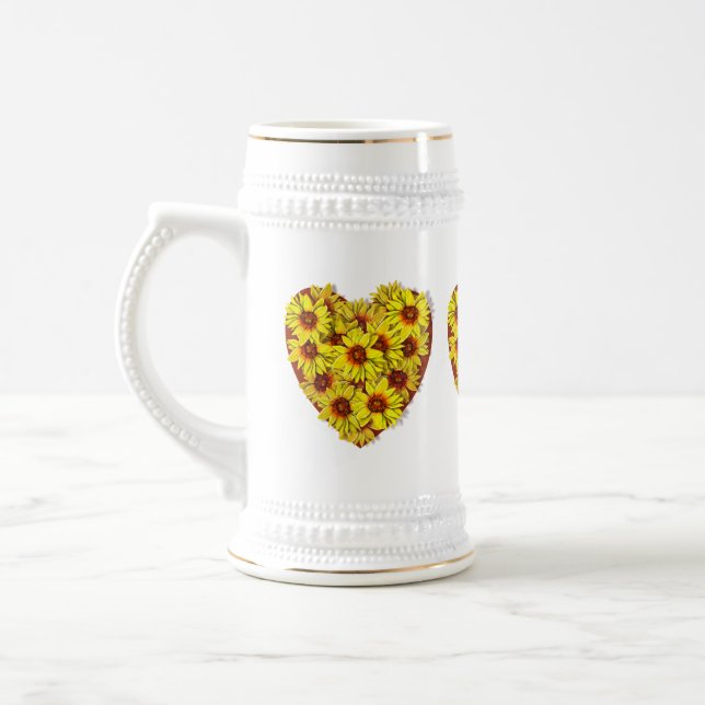 Sonnenblumen-Herzen Stein Tasse (Links)