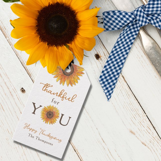 Sonnenblumen Herzlich willkommen für Sie Erntedank Geschenkanhänger (Use this cute sunflowers "thankful for you" Thanksgiving tag to attach to your table setting decor! )