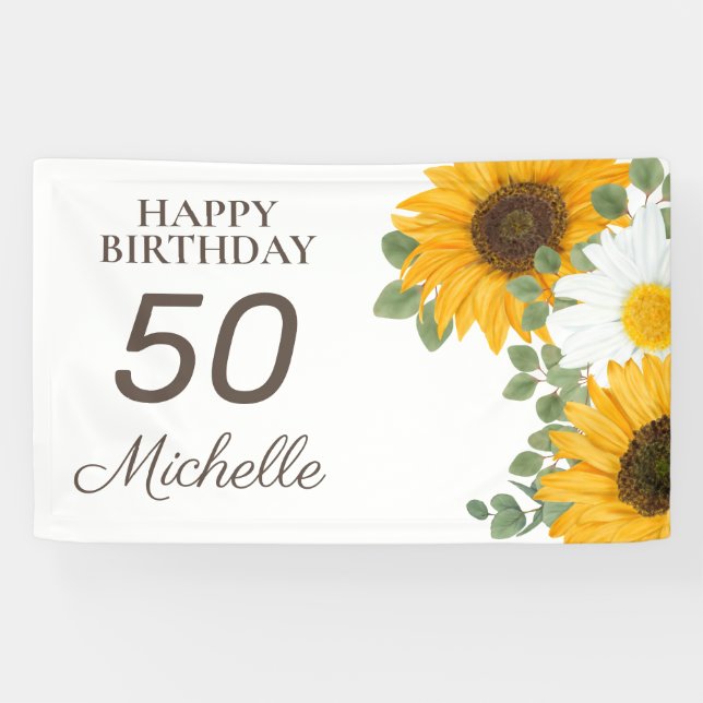 Sonnenblumen Herzlichen Glückwunsch 50. Geburtstag Banner (Horizontal)