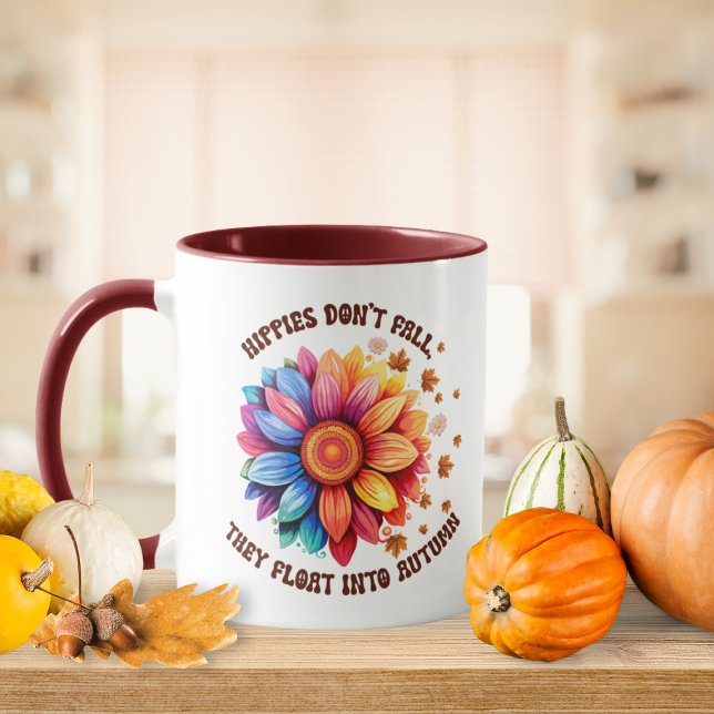 Sonnenblumen-Hippies Zitat Sonnenblumen Herbst Tasse (Funny Sunflower Hippies Don't Fall They Float Into Autumn Mug)