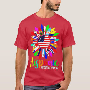 Sonnenblumen Hispanic Heritage Monat Flaggen Lago  T-Shirt