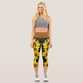 Sonnenblumen-Hochbund-Capris Capri Leggings