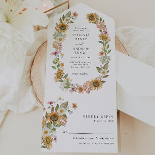 Sonnenblumen Hochzeit All In One Einladung