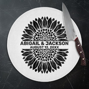 Sonnenblumen-Hochzeit Benutzerdefinierter Name & D Schneidebrett