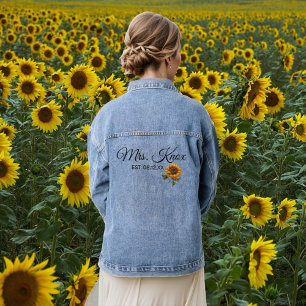 Sonnenblumen Hochzeit Braut Frau Etabliert Jeansjacke