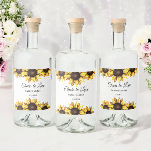 Sonnenblumen Hochzeit Cheers Floral Alkoholflaschenetikett