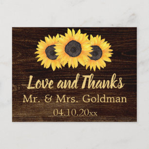 Sonnenblumen Hochzeit danke Ihnen Postcard rustika Postkarte