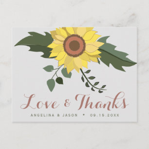 Sonnenblumen-Hochzeit Danke Postkarte