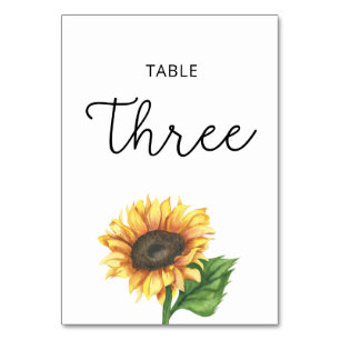 Sonnenblumen-Hochzeit Drei-Tisch-Nummer Tischnummer