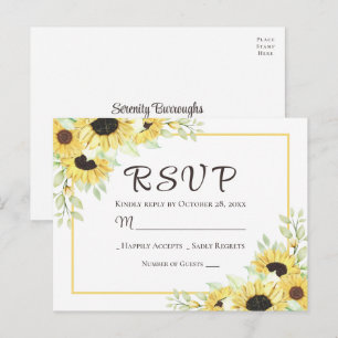 Sonnenblumen-Hochzeit Gelbe Rustikale RSVP-Hochzei Postkarte
