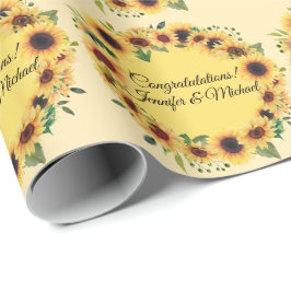 Sonnenblumen Hochzeit Herzlichen Glückwunsch Namen Geschenkpapier