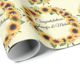 Sonnenblumen Hochzeit Herzlichen Glückwunsch Namen Geschenkpapier