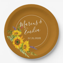 Sonnenblumen-Hochzeit im Herbst Pappteller