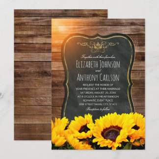 Sonnenblumen Hochzeit im Herbst Rustikale Halbpens Einladung