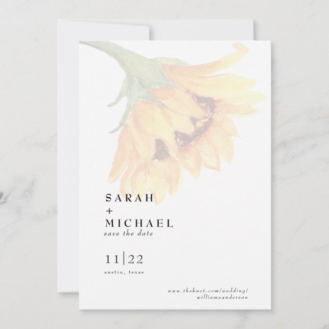 Sonnenblumen-Hochzeit im Herbst speichern das Datu Save The Date (Vorderseite)