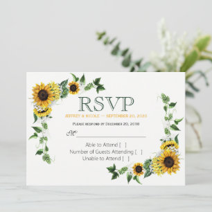 Sonnenblumen-Hochzeit im ländlichen Stil - RSVP Einladung