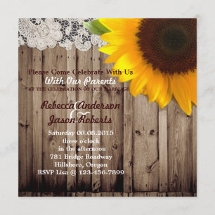 Sonnenblumen-Hochzeit mit Barnwood Einladung