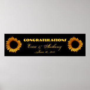 Sonnenblumen Hochzeit- oder Verlobung-Banner Poster