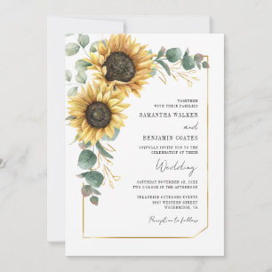 Sonnenblumen-Hochzeit QR Code All in One Einladung