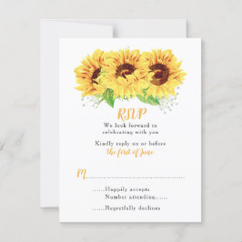 Sonnenblumen Hochzeit RSVP Card Wasserfarben Karte