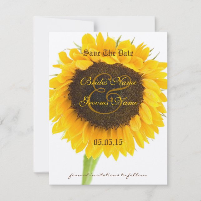 Sonnenblumen Hochzeit Save the Dates Date (Vorderseite)