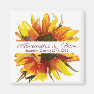 Sonnenblumen Hochzeit Speichern Sie das Date Magne Magnet