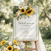 Sonnenblumen Hochzeit Willkommensschild