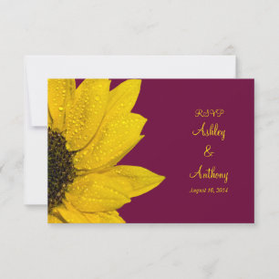 Sonnenblumen-Hochzeits-Antwortkarte - Wein und Gel RSVP Karte