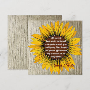 Sonnenblumen Hochzeits-Dankeskarten Einladung