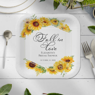 Sonnenblumen-Hochzeitsdusche im Herbst - Verliebe  Pappteller
