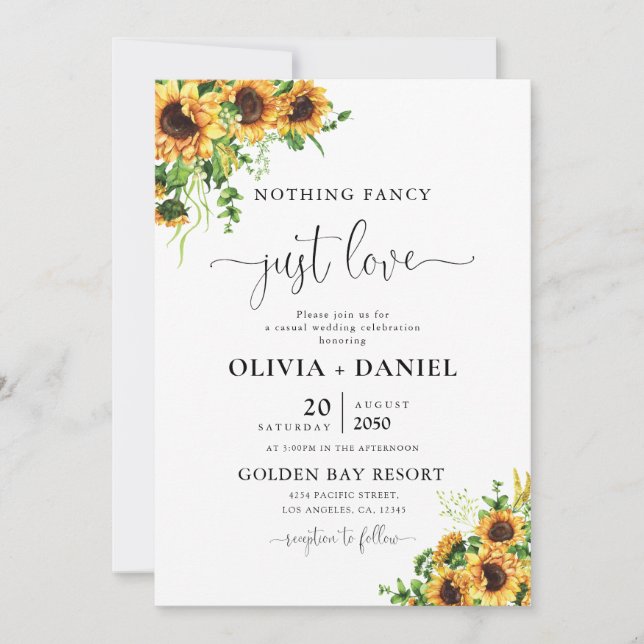 Sonnenblumen-Hochzeitseinladung Einladung (Vorderseite)