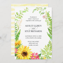 Sonnenblumen Hochzeitseinladung mit Blumenrahmen Einladung