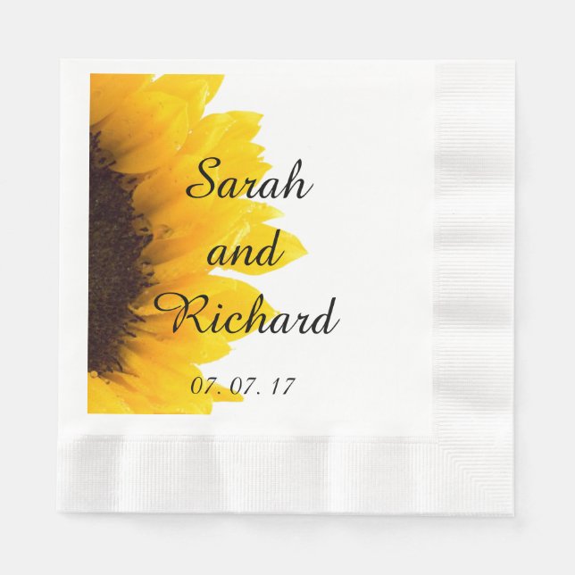 Sonnenblumen Hochzeitspapier Napkins Serviette (Vorderseite)