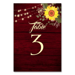 Sonnenblumen-Hochzeitstisch-Nummer Tischnummer