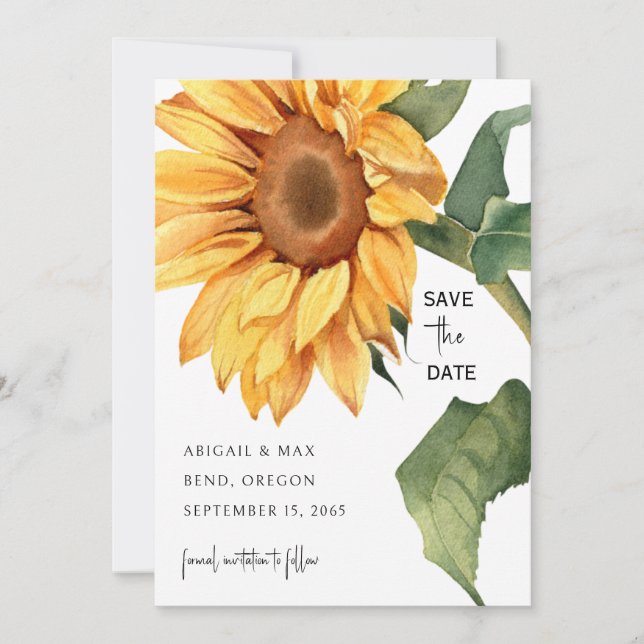 Sonnenblumen-Hochzeitswebsite Termin vormerken Save The Date (Vorderseite)