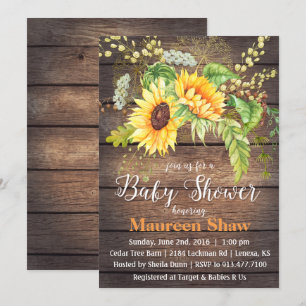Sonnenblumen-Holz-Baby-Shower-Einladung Einladung