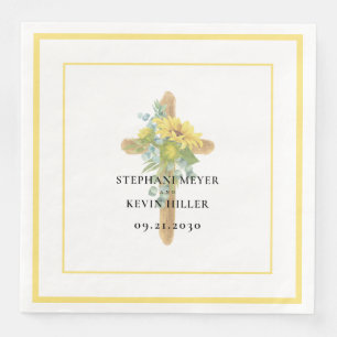 Sonnenblumen Holz Kreuz Hochzeit Papier Dinner Serviette