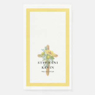 Sonnenblumen Holz Kreuz Hochzeitspapier Serviette
