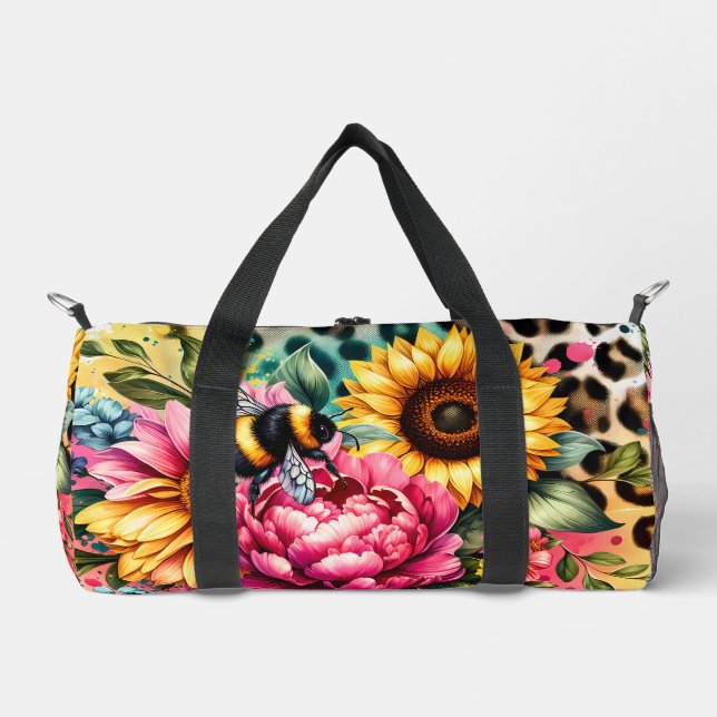 Sonnenblumen, Hummeln Duffle Bag (Vorderseite)