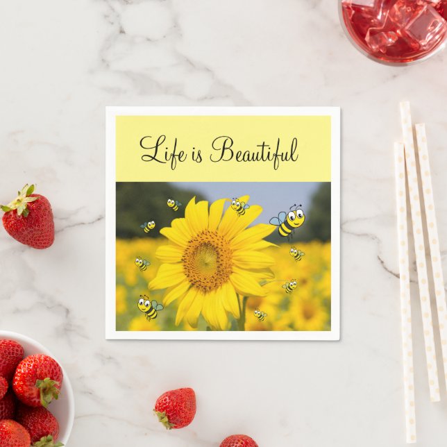 Sonnenblumen-Hummelpapier Napkins Serviette (Beispiel)