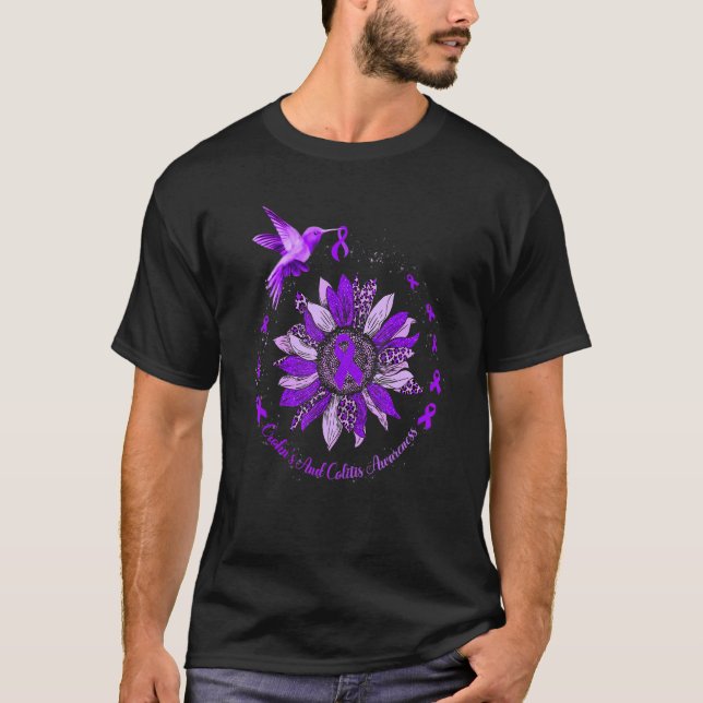 Sonnenblumen Hummingbird Ribbon Crohn's and Coliti T-Shirt (Vorderseite)